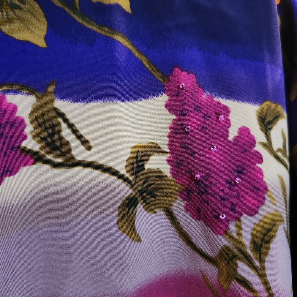 BonWorth Floral Beaded Button-Down Shirt in Purple, Hot Pink, Cream, XL - Picture 4 of 11